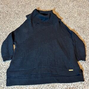 MICHAEL KORS Black Ribbed Cowl Neck Sweater Tunic XS Cotton Blend